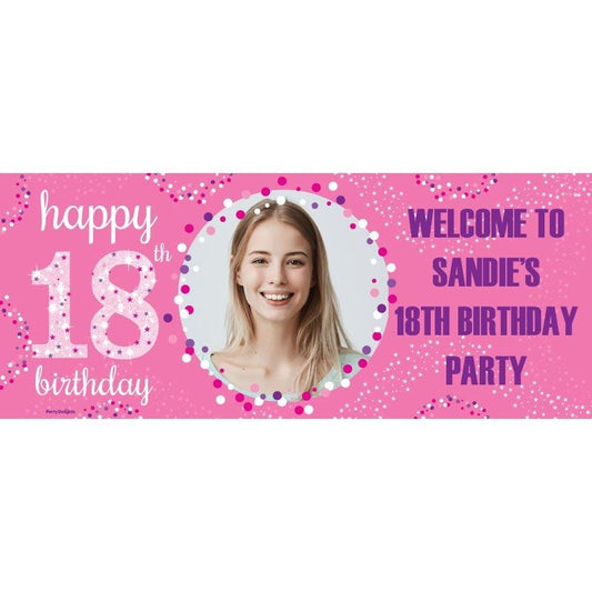 18th Birthday Pink Celebration Personalised Banner