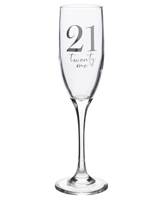 21st Birthday Glass Champagne Flute