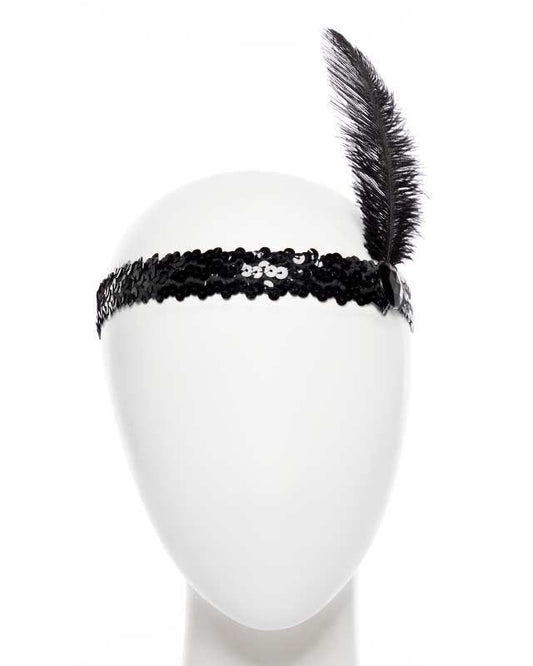 Black Charleston Flapper Sequin Headband