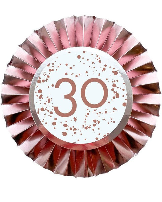 Rose Gold 30th Birthday Badge - 12cm
