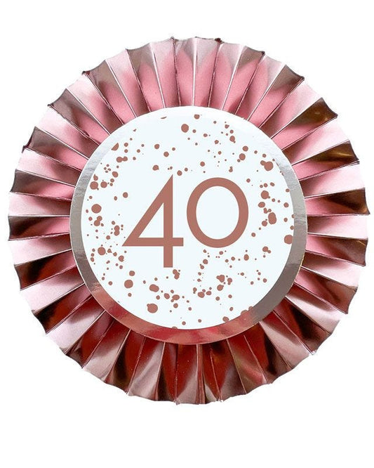 Rose Gold 40th Birthday Badge - 12cm