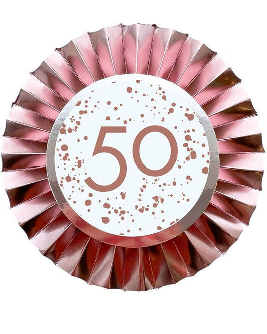 Rose Gold 50th Birthday Badge - 12cm