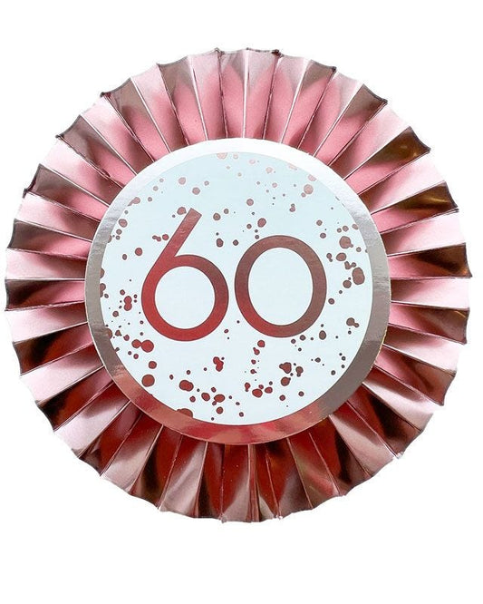 Rose Gold 60th Birthday Badge - 12cm