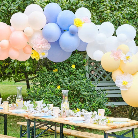 Spring Balloon Arch with Paper Flowers - 60 Balloons