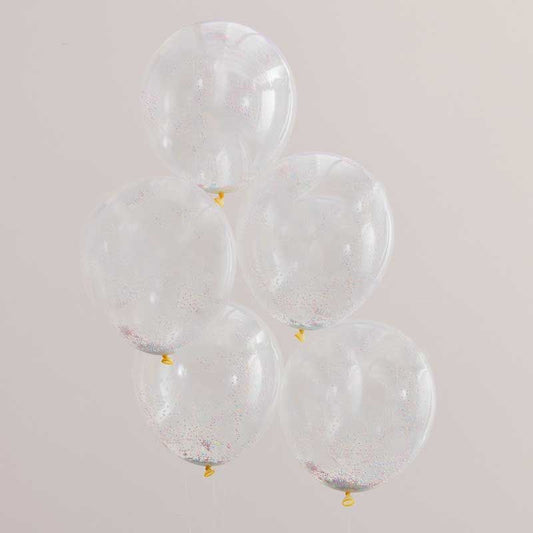 Pastel Assorted Bead Confetti Balloons - 12" Latex (5pk)