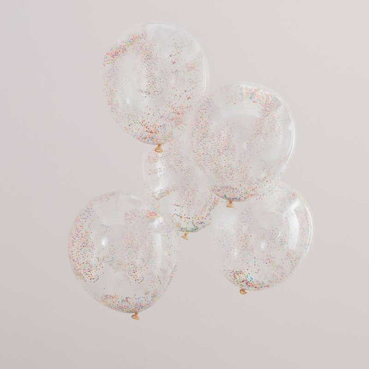 Brights Assorted Bead Confetti Balloons - 12" Latex (5pk)
