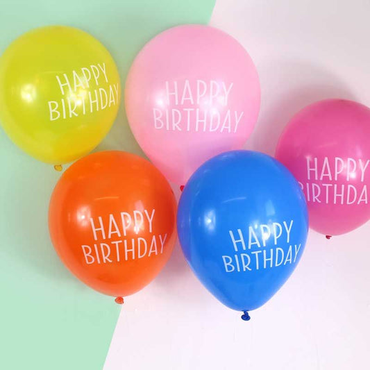 Happy Birthday Assorted Balloons - 12" Latex (5pk)