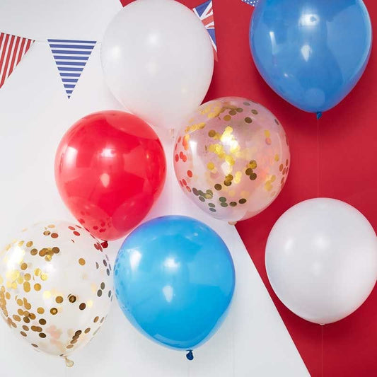 Red, White & Blue Assorted Balloons - 12" Latex (8pk)