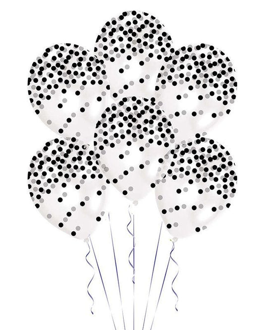 Printed Confetti Black Spot Balloons - 11" Latex (6pk)