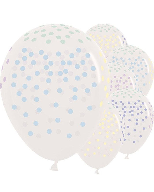 Crystal Clear Small Pastel Dots - 12" Latex Balloons (25pk)