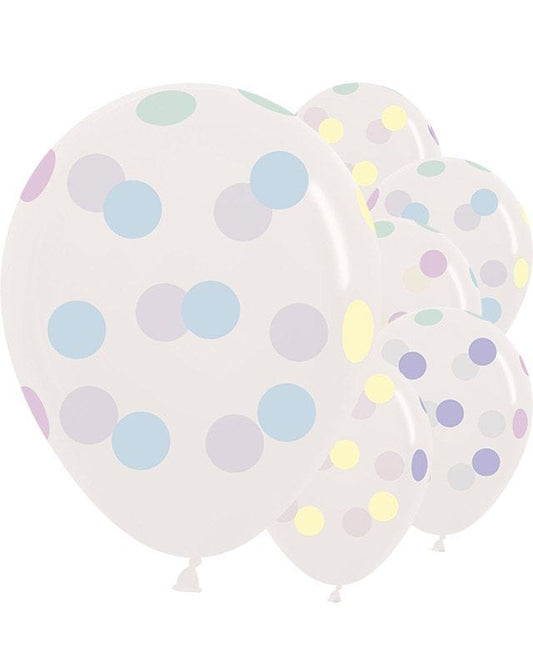Crystal Clear Large Pastel Dots - 12" Latex Balloons (25pk)