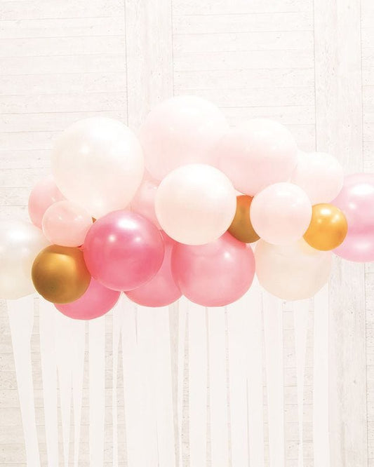 Pink Mix Balloon Cloud with Streamers (25 Balloons)