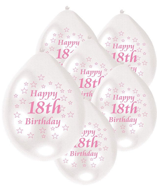 Pink Happy 18th Birthday - 9" Latex Balloons (10pk)