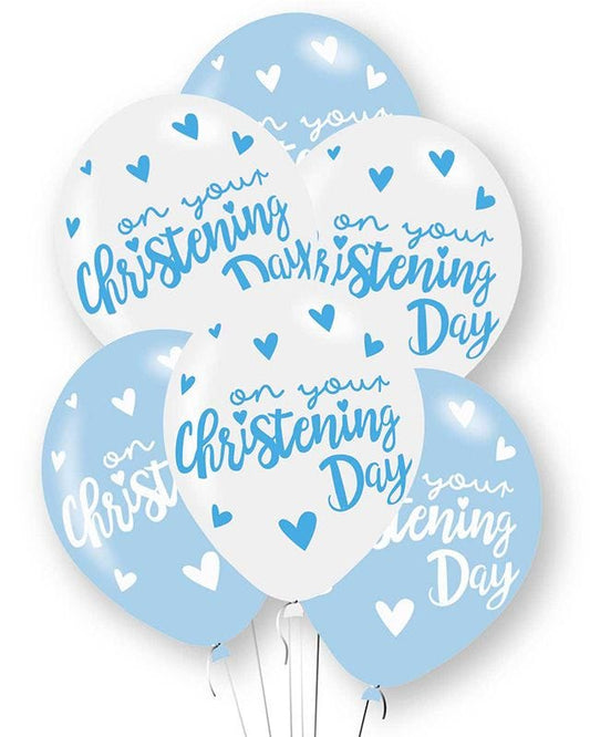 Blue Christening Day 11" Latex Balloons (6pk)