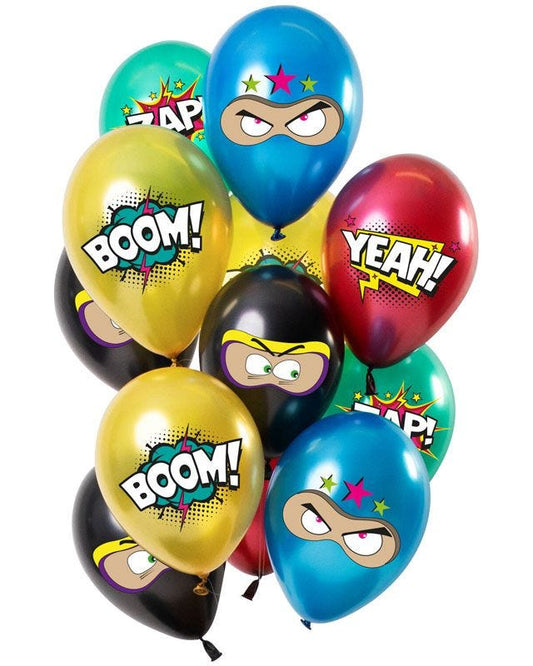 Birthday Superhero Balloons - 12" Latex (12pk)
