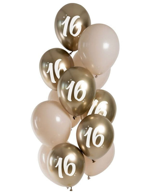 Age 16 Gold Balloons - 12" Latex (12pk)