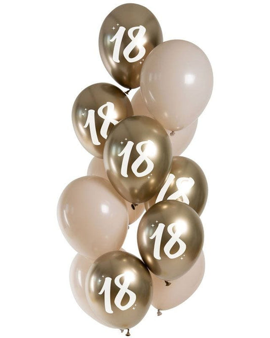 Age 18 Gold Balloons - 12" Latex (12pk)