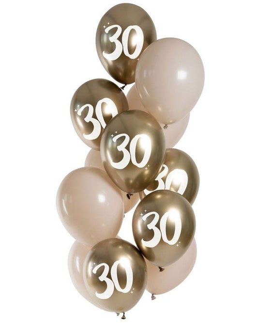 Age 30 Gold Balloons - 12" Latex (12pk)