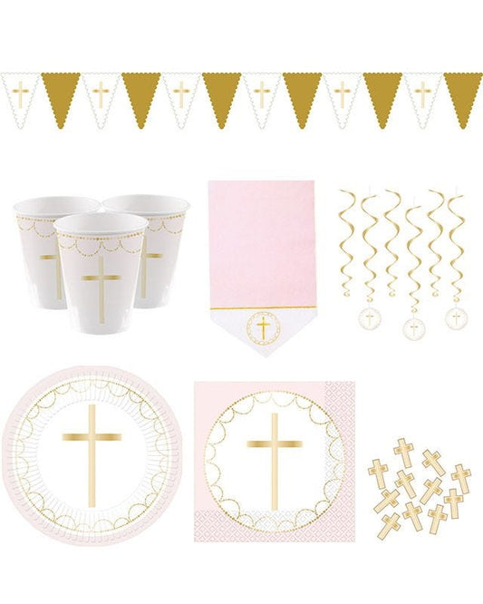 Pink Celebration Cross Deluxe Party Pack for 16