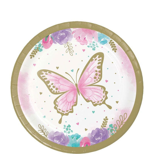 Butterfly Shimmer Paper Dessert Plates - 18cm (8pk)