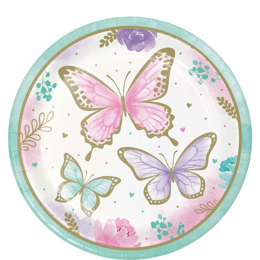 Butterfly Shimmer Paper Plates - 23cm (8pk)