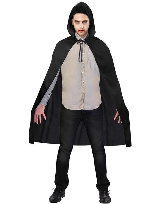Black Hooded Cape - Adult Costume