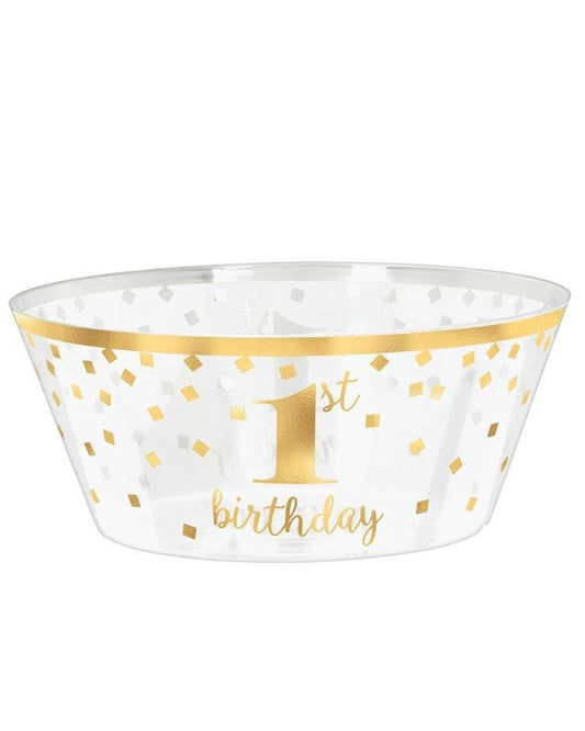 Gold 1st Birthday Plastic Bowl - 25cm