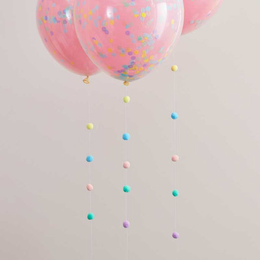 Pastel Pom Pom Balloon Tail - 1.5m (3pk)