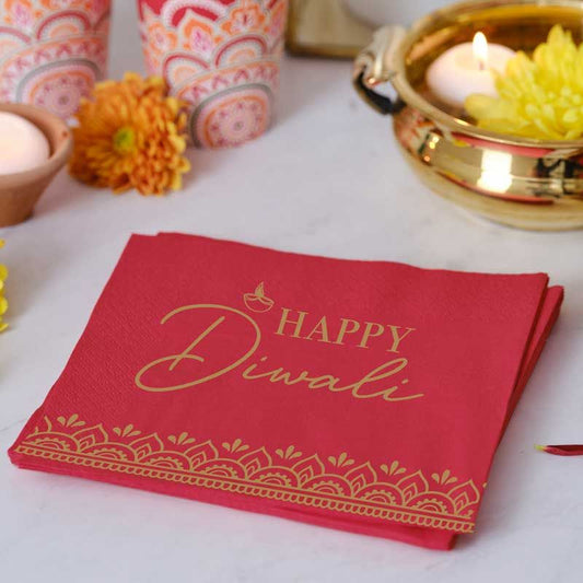 Happy Diwali Paper Napkins - 33cm (16pk)