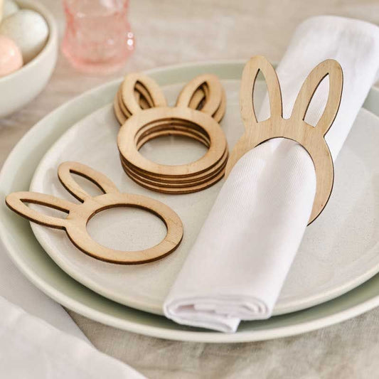 Wooden Bunny Napkin Rings (6pk)