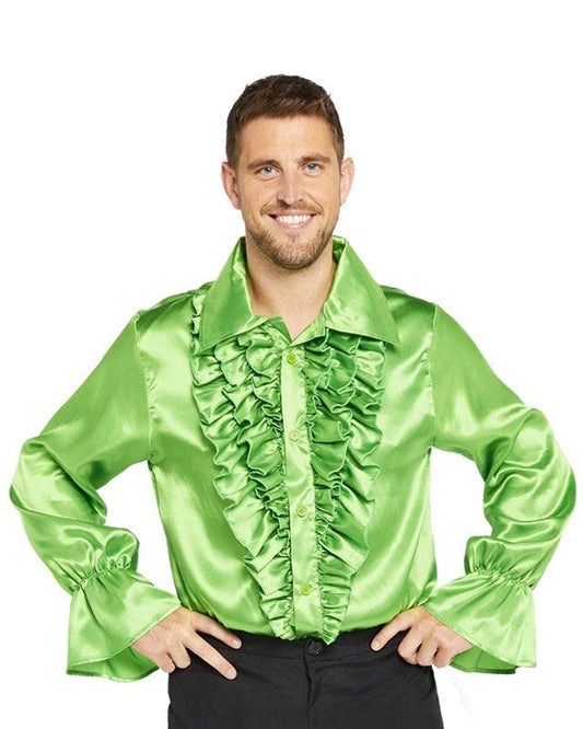 Satin Shirt Lime  - Adult Costume