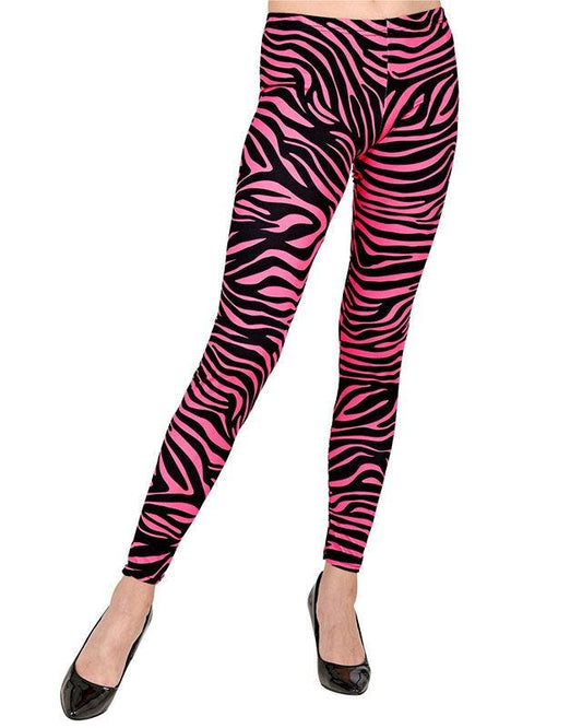 80s Pink Zebra Leggings - Adult Costume
