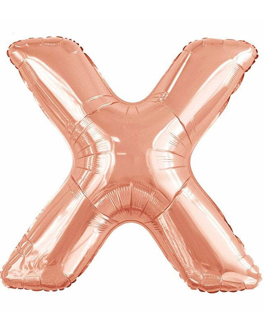 X Rose Gold Letter Balloon - 34" Foil