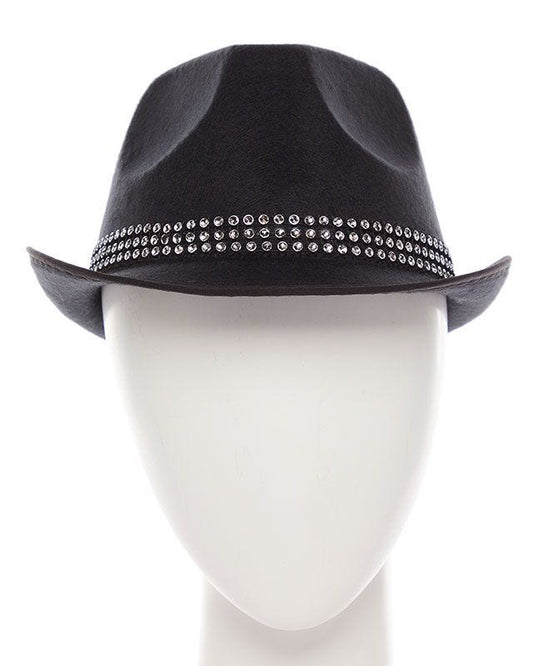 Black Trilby Gemstone Hat