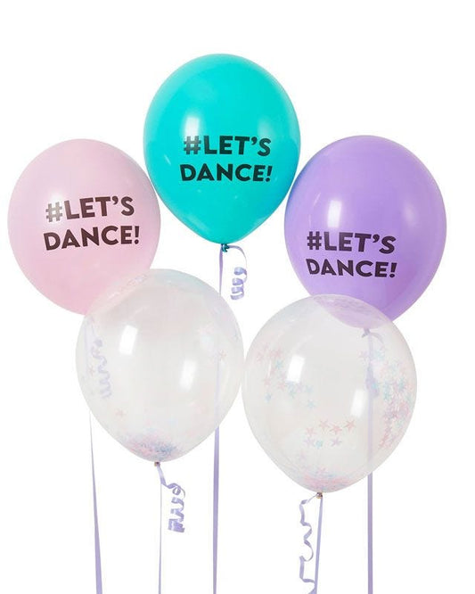 Let's Dance Confetti Filled Balloons - 12" Latex (5pk)