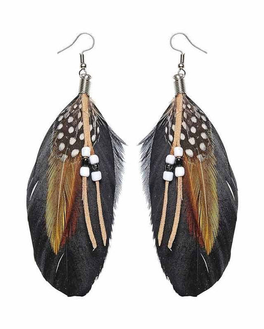 Feather Earrings - Brown