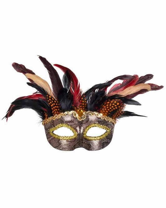 Snakeskin Feathered Masquerade Mask