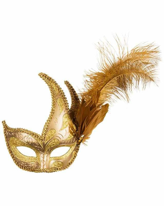 Gold Masqurade Feather Mask