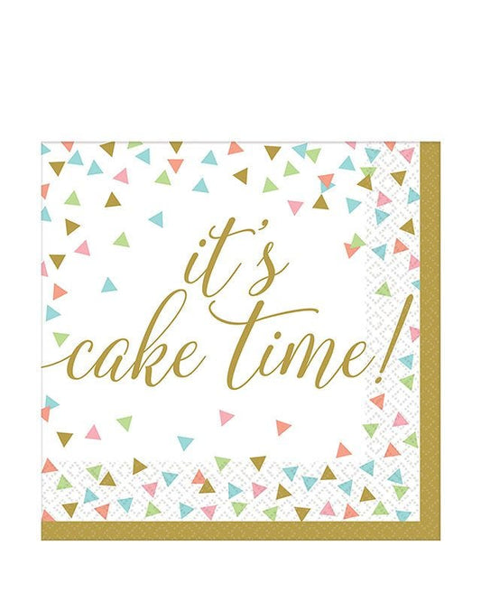 Confetti Fun It's Cake Time Paper Napkins 33cm (36pk)