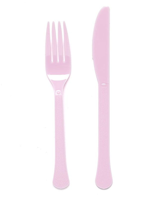 Baby Pink Reusable Plastic Cutlery Set (24pk)