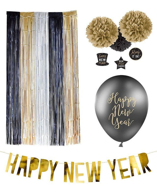 Black & Gold New Years Eve Decorating Kit