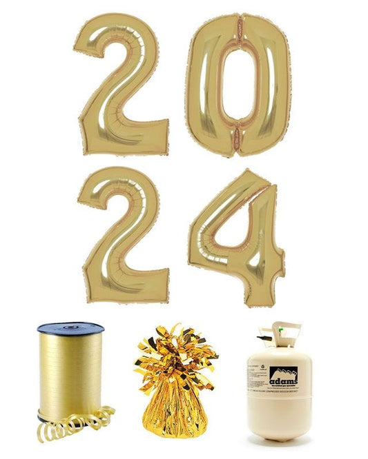 Gold 2024 Foil Balloon Kit with Helium