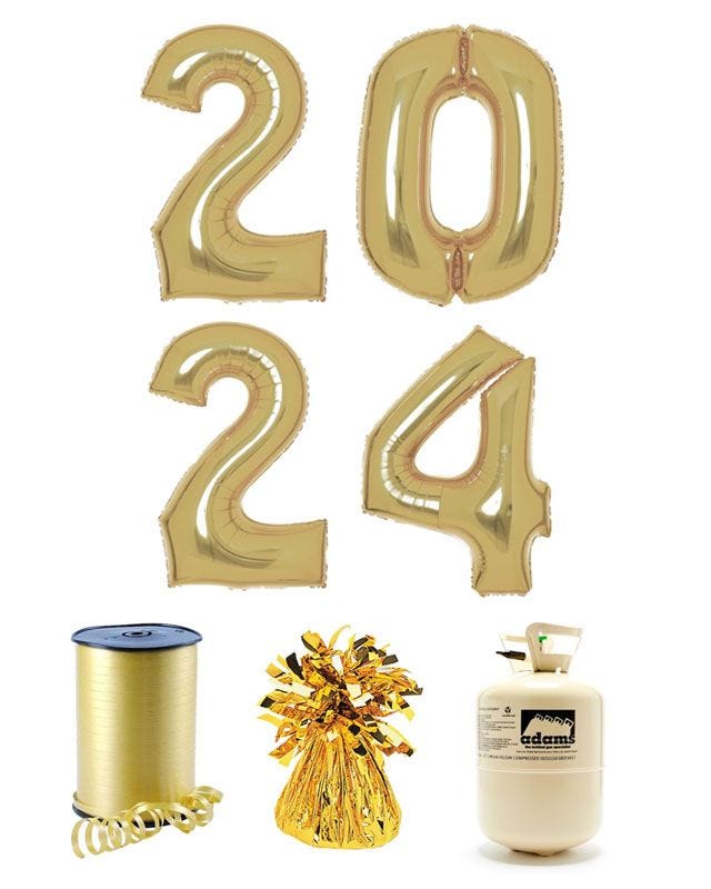 Gold 2024 Foil Balloon Kit with Helium