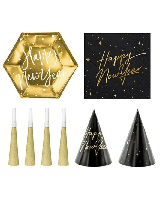 Value Black & Gold New Years Eve Table Decorating Kit for 12