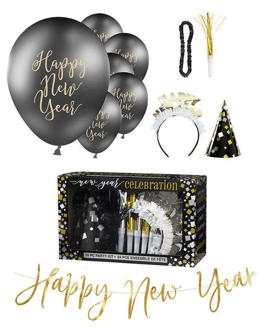 Deluxe Black & Gold New Years Eve Decorating Kit