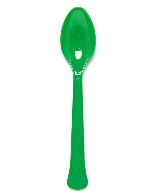 Green Reusable Plastic Spoons (24pk)