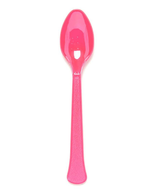 Bright Pink Reusable Plastic Spoons (24pk)