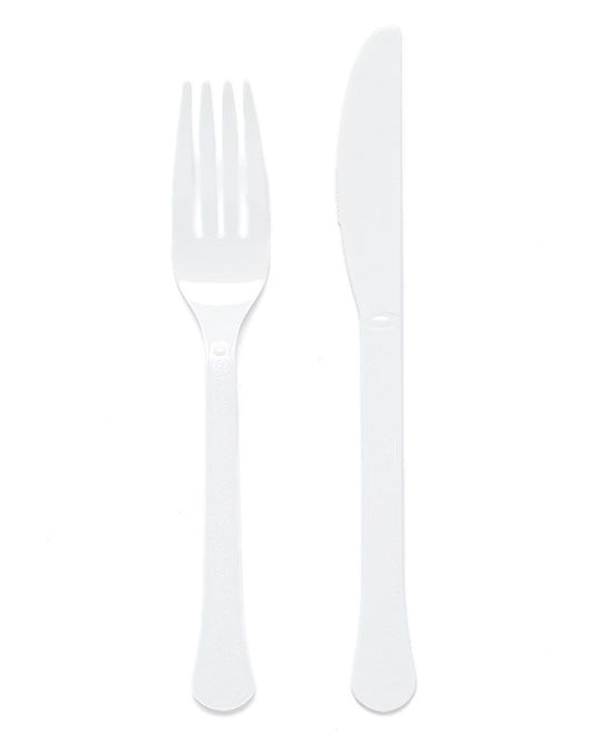 White Reusable Plastic Cutlery Set (24pk)