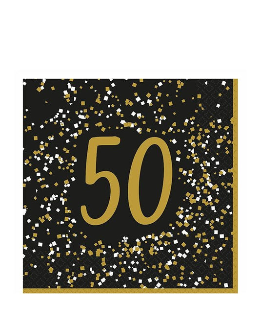 Gold Celebration 50th Paper Napkins 33cm (16pk)