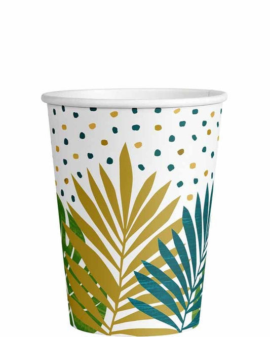 Tropical Palms Paper Cups - 250 ml (8pk)